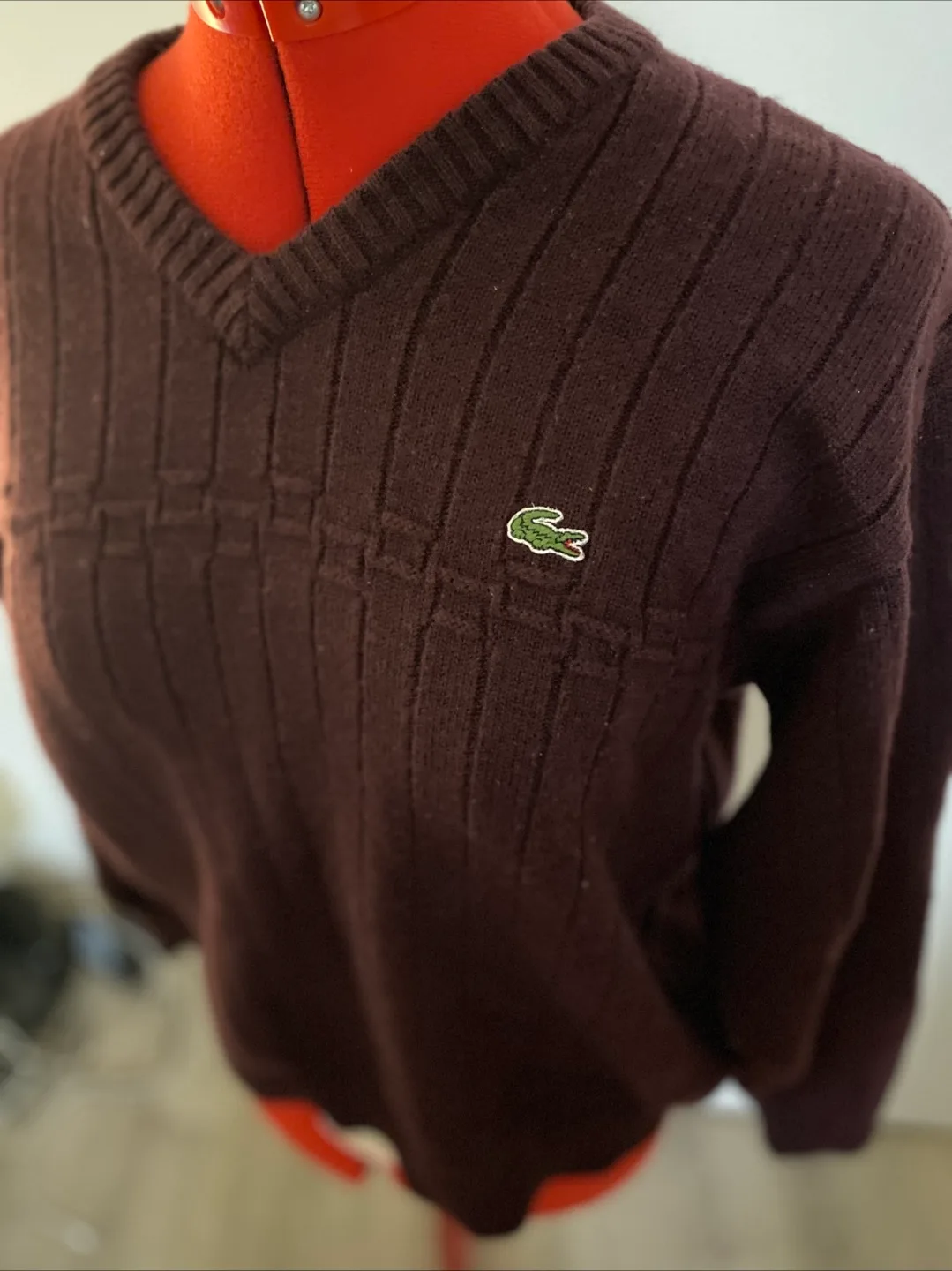Vintage Lacoste V-Neck Sweater - Size 3 image indicator(3)