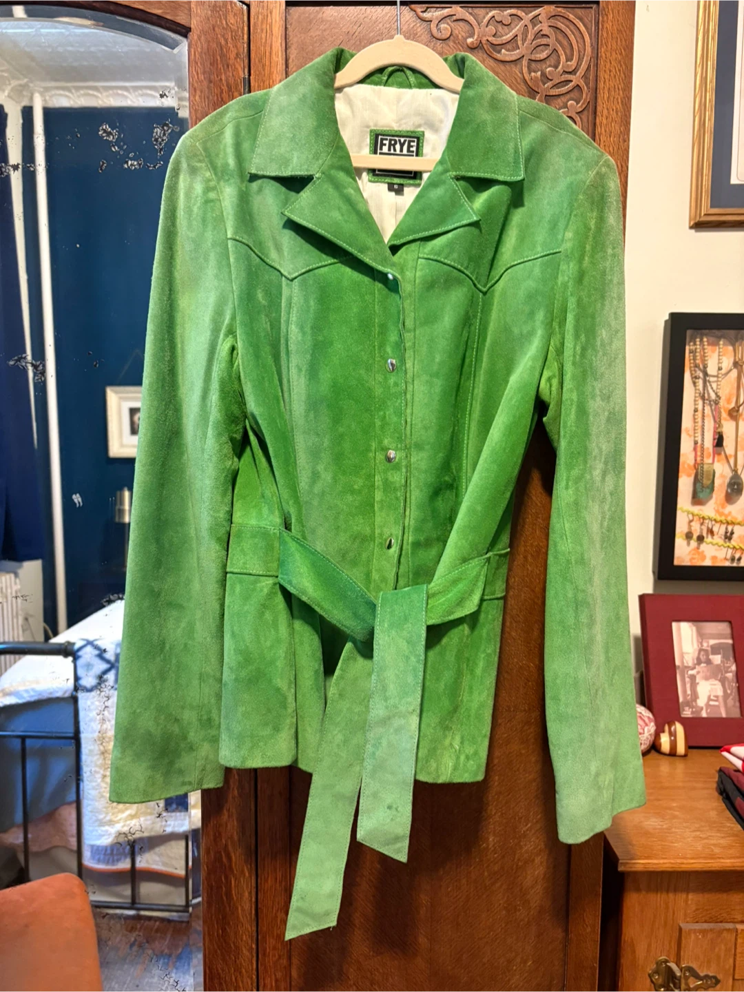Frye Green Suede Leather Jacket - Size Small