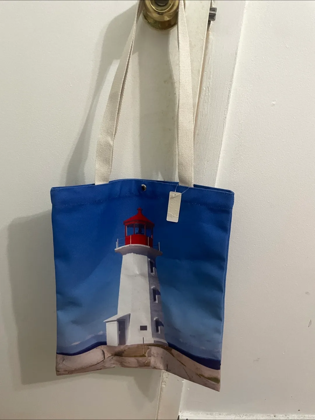 Peggy’s Cove Lighthouse Print Tote Bag thumbnail