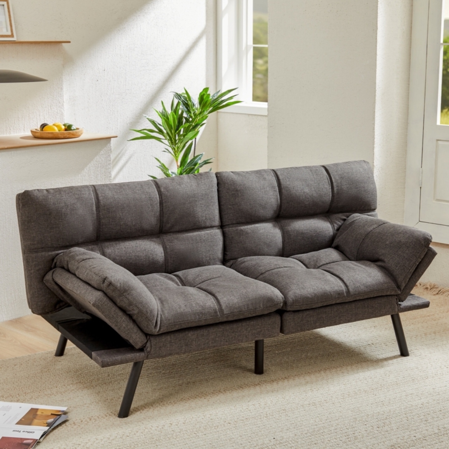 Gray Futon Sofa Bed - Converts to Bed - photo 2