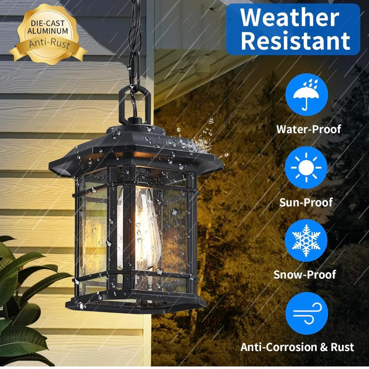 Outdoor Hanging Pendant Light - Black image indicator(3)