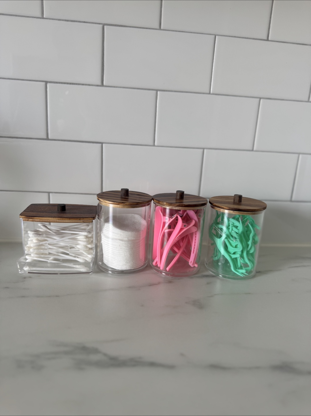 Bathroom Canisters with Wood Lids