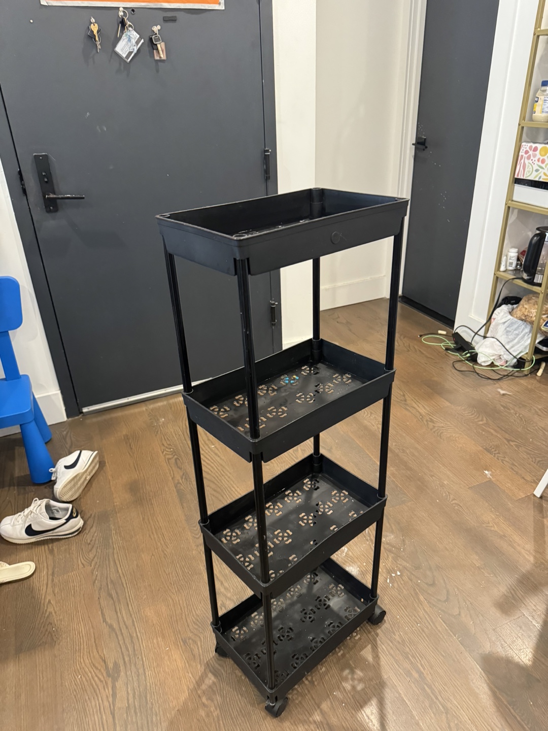 Black 4-Tier Rolling Cart