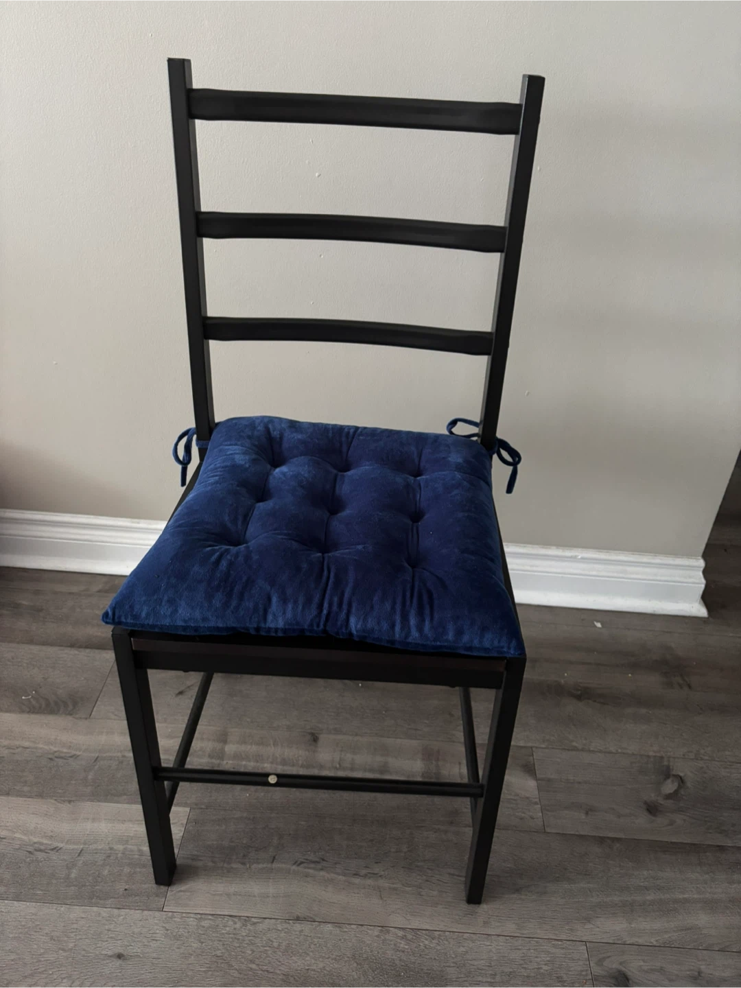 Black Chair with Blue Cushion