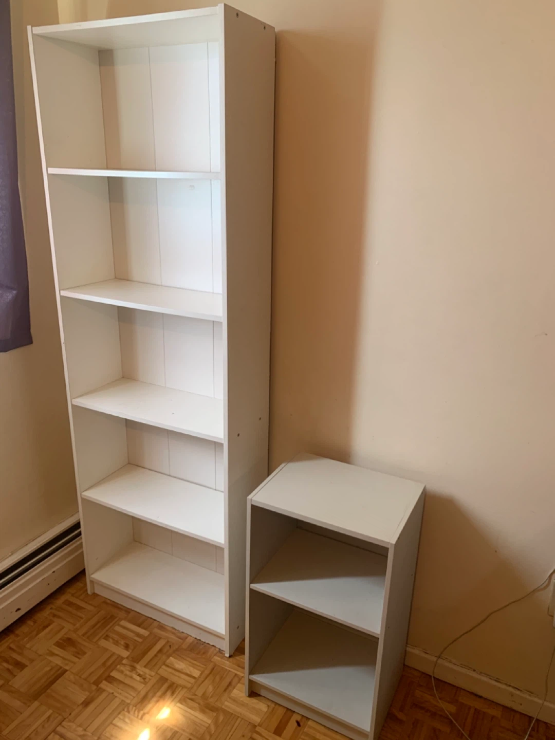 White Bookcase with Side Table