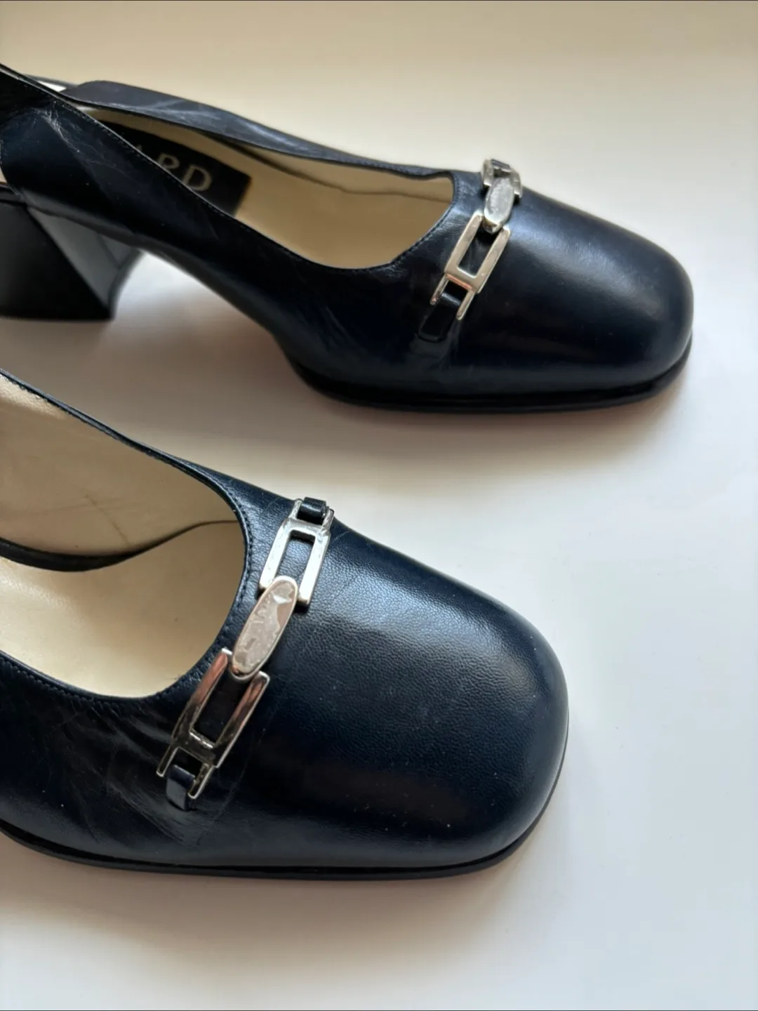 RD Bernard navy  Leather Slingbacks - Size 36.5 thumbnail