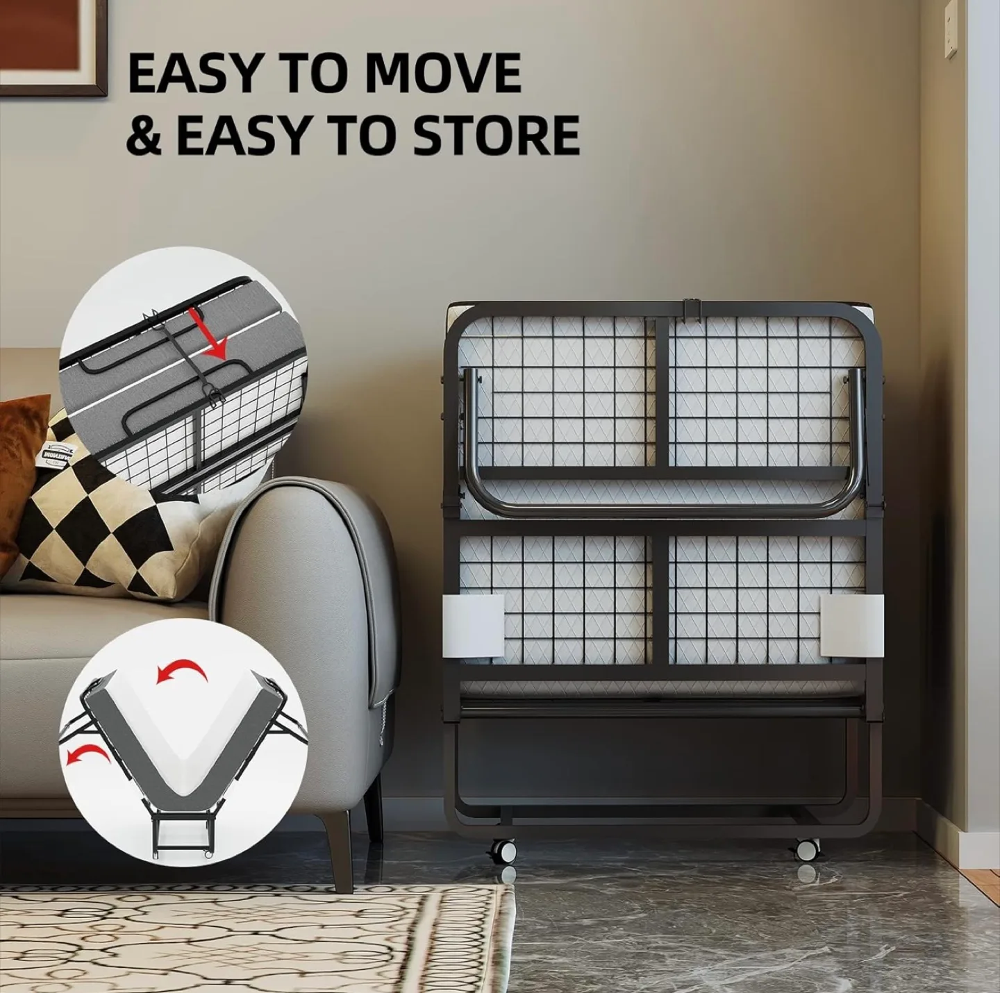 Rollaway Folding Bed with Soft Mattress thumbnail