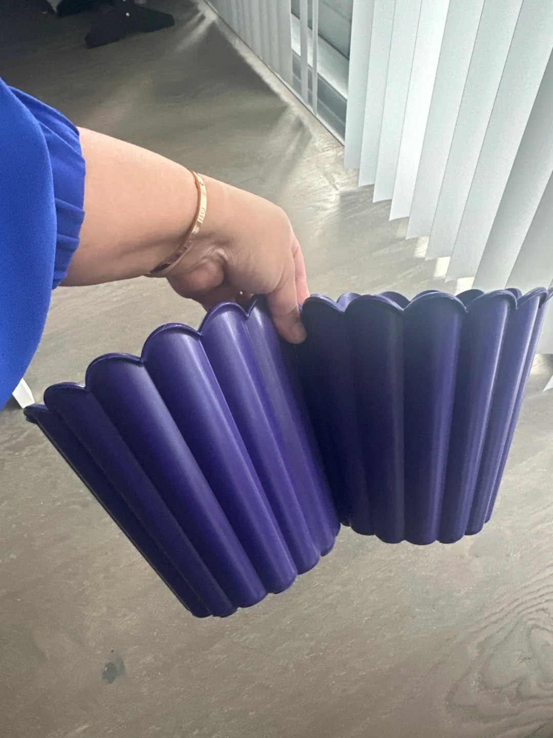 Lot of 3 6” plant planters (1 yellow, 2 purple) image indicator(4)