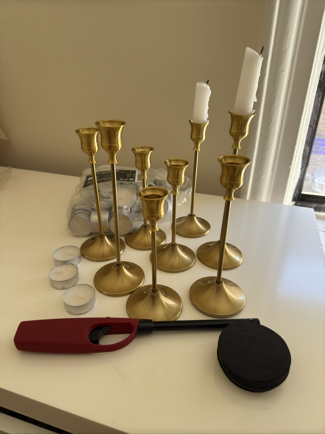 Gold Candle Holders (Set of 7)