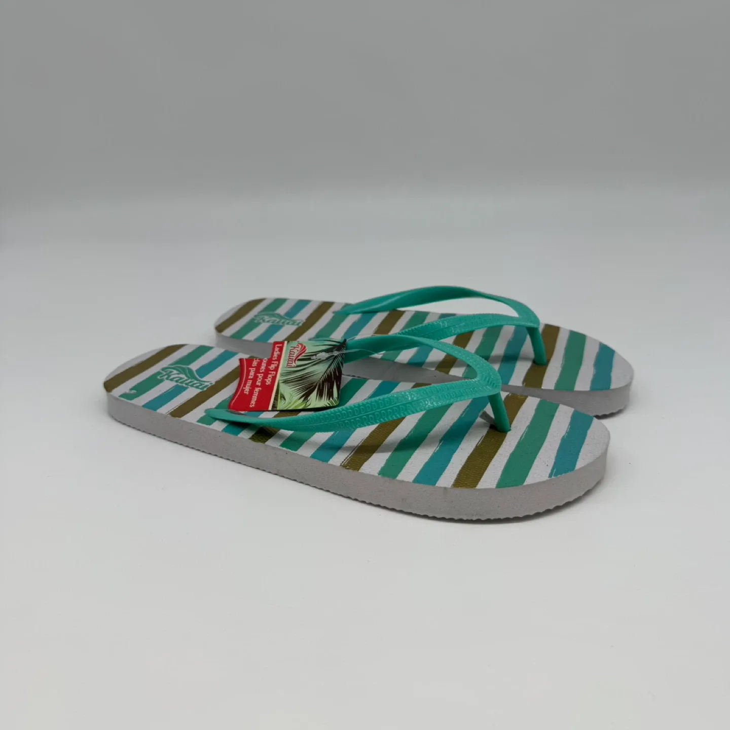 Kawaii Ladies Flip Flops – Striped – Size 6.5 (New) thumbnail