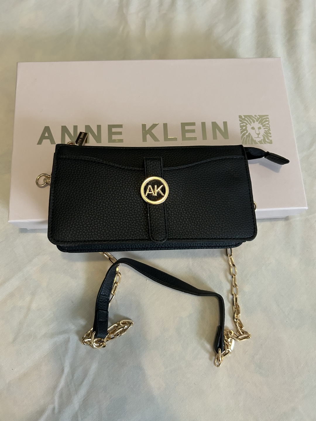 Anne Klein Black Crossbody Bag with Chain