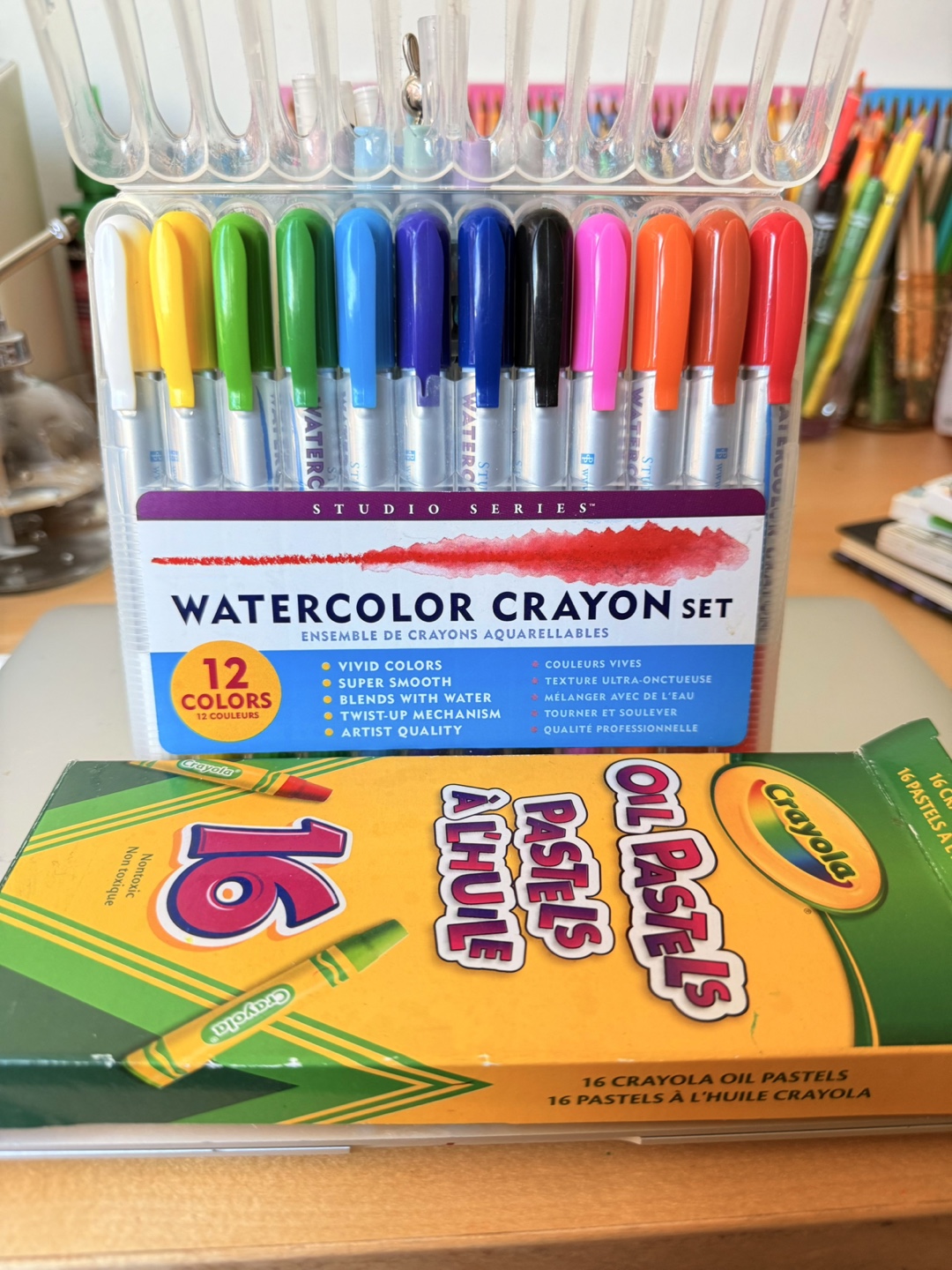 Studio Series Watercolor Crayon Set + Crayola Oil Pastels