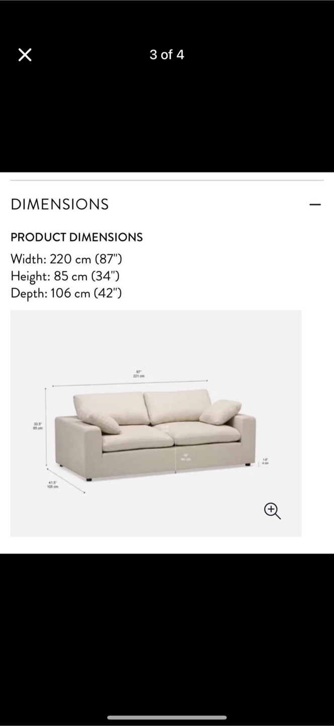 Comfortable Beige Sofa - 87" Wide - photo 3