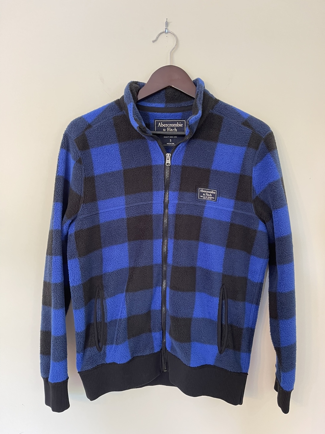 Abercrombie & Fitch Fleece Jacket, Blue/Black, Men’s  S