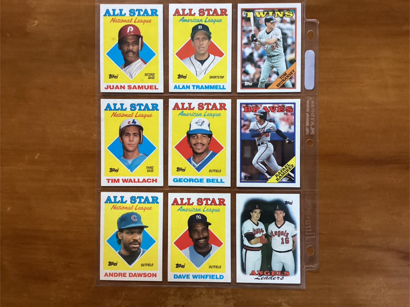 9 1988 TOPPS MLB Cards #’s 375,379,381,389,390,392,498,399,401