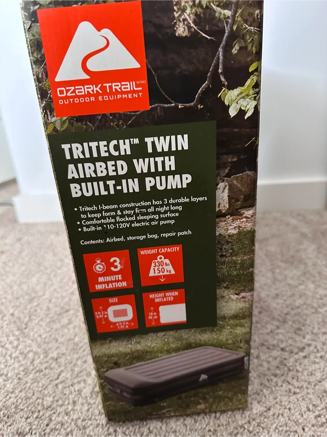 Ozark Trail Tritech Twin Airbed w/ Built-in Pump NEW In Box image indicator(3)
