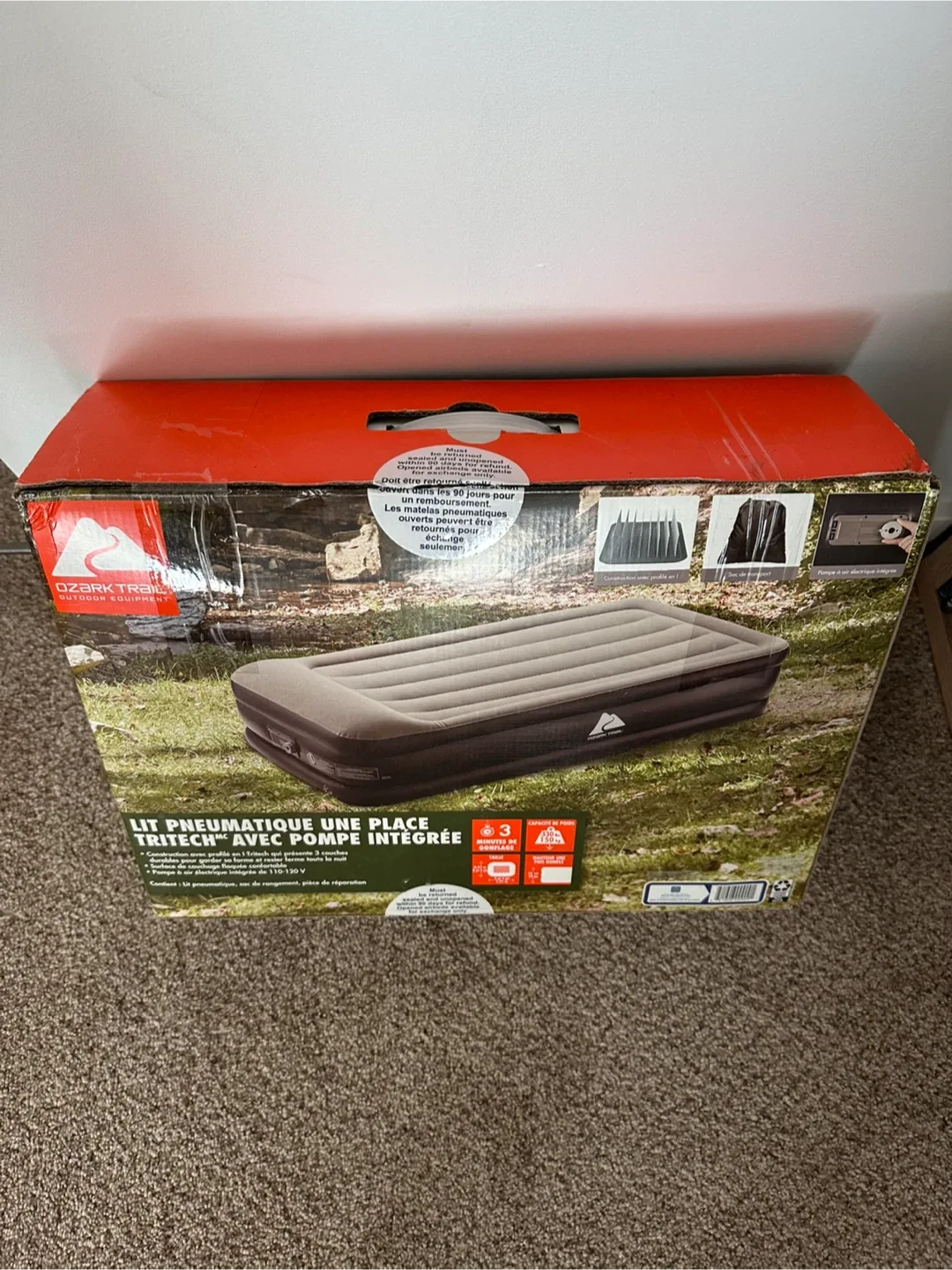 Ozark Trail Tritech Twin Airbed w/ Built-in Pump NEW In Box image indicator(7)