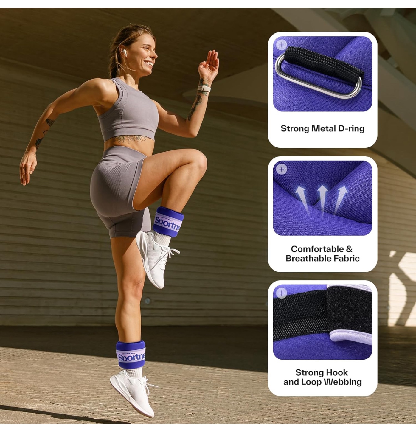 Sportneer 5lb Ankle Weights - Purple - photo 3