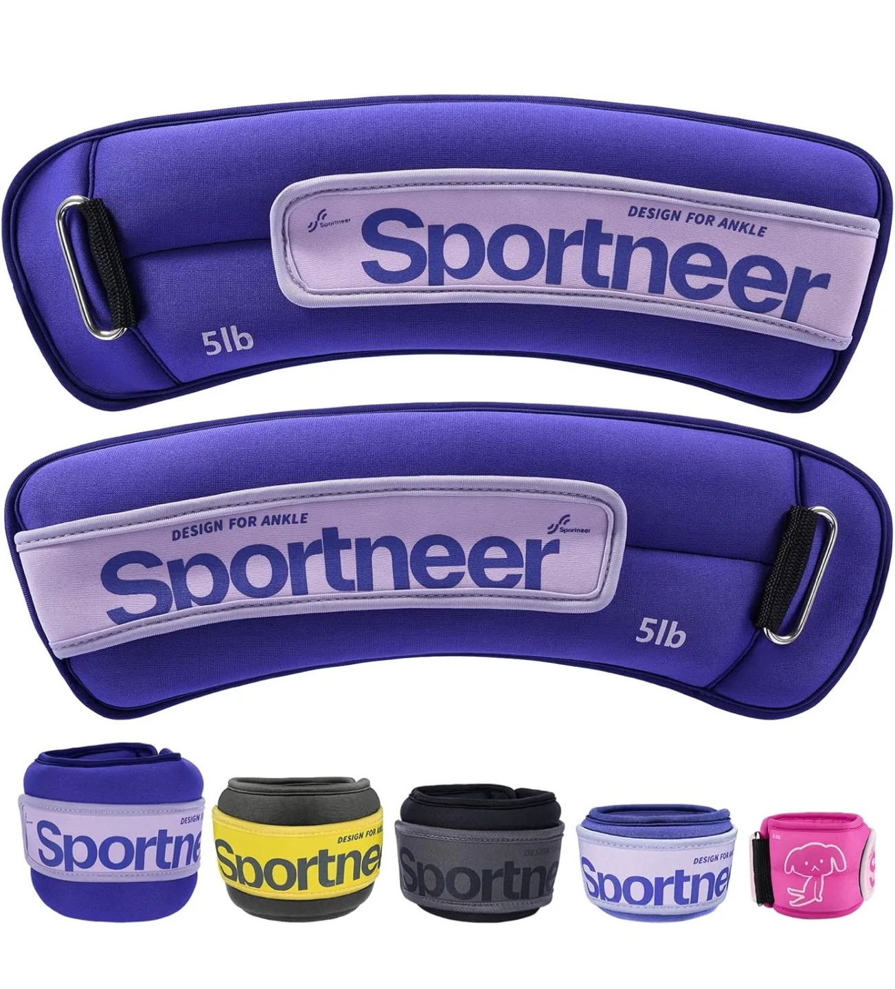 Sportneer 5lb Ankle Weights - Purple thumbnail