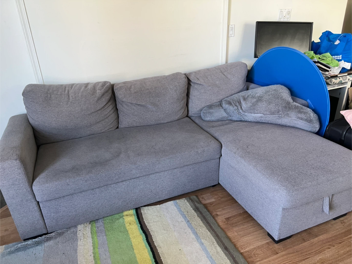 Grey Sectional Sofa with Chaise (sofa bed and storage)
