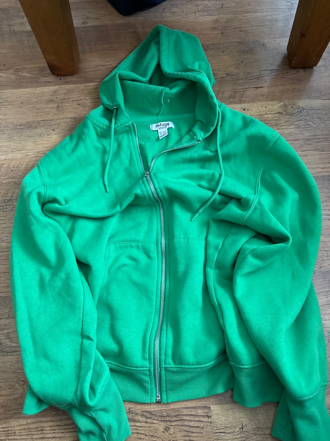 Refuge Athletics Green Zip-Up Hoodie - L/XL thumbnail