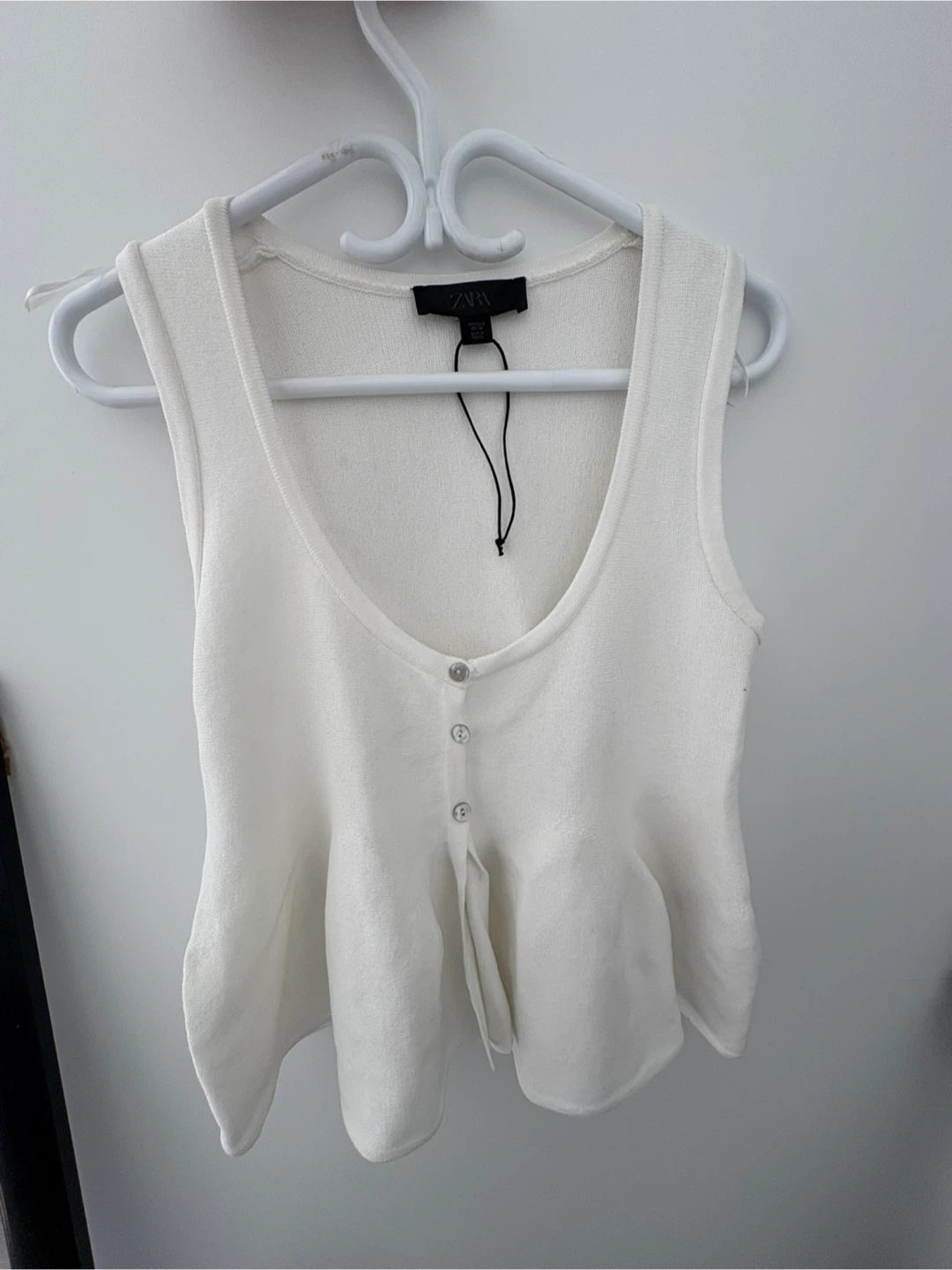 Zara White Knit Tank Top - Size S