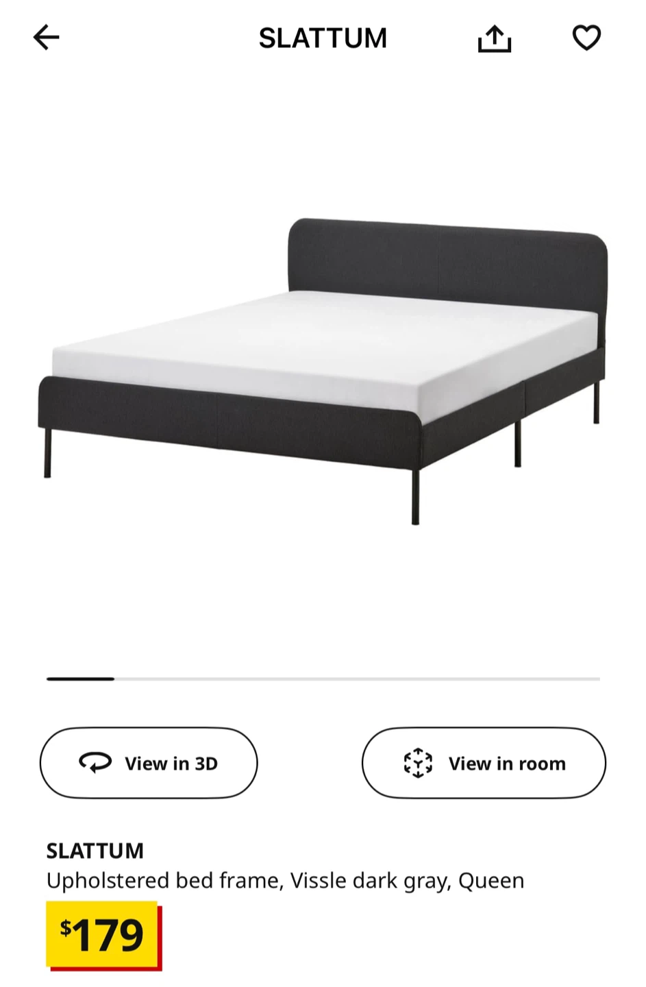IKEA SLATTUM Queen Bed Frame - Dark Gray - photo 3