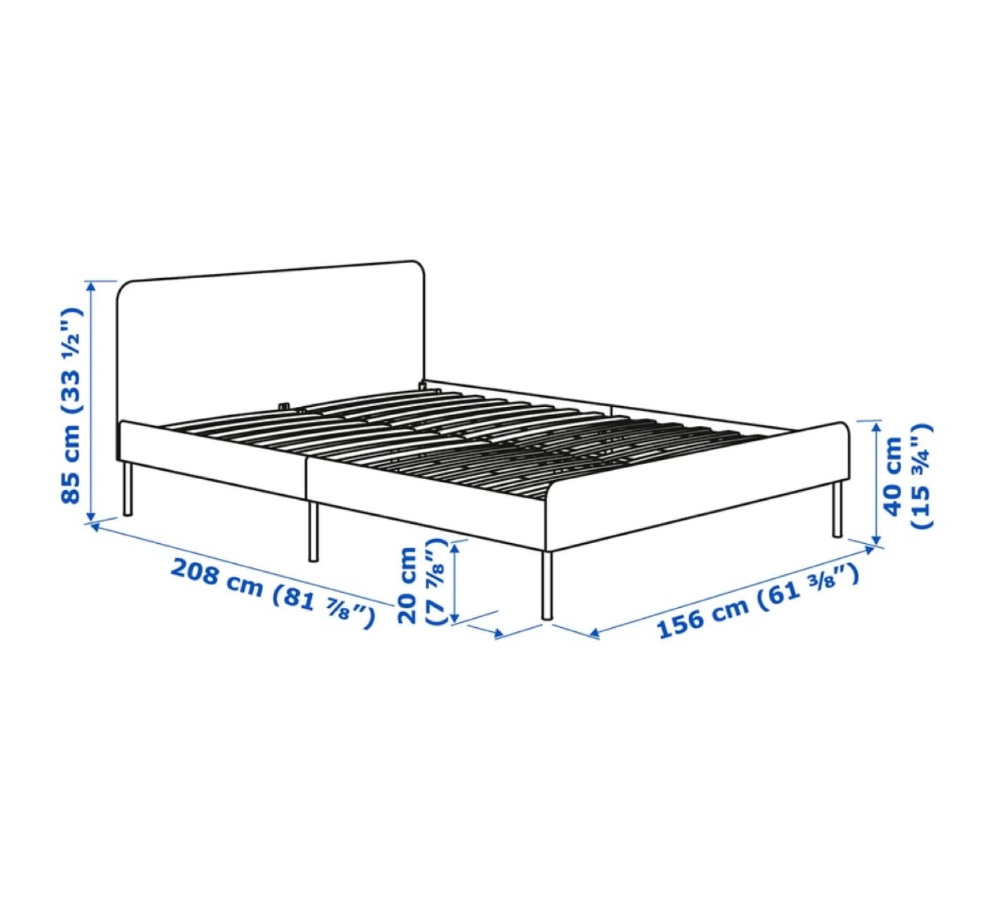 IKEA SLATTUM Queen Bed Frame - Dark Gray - photo 4