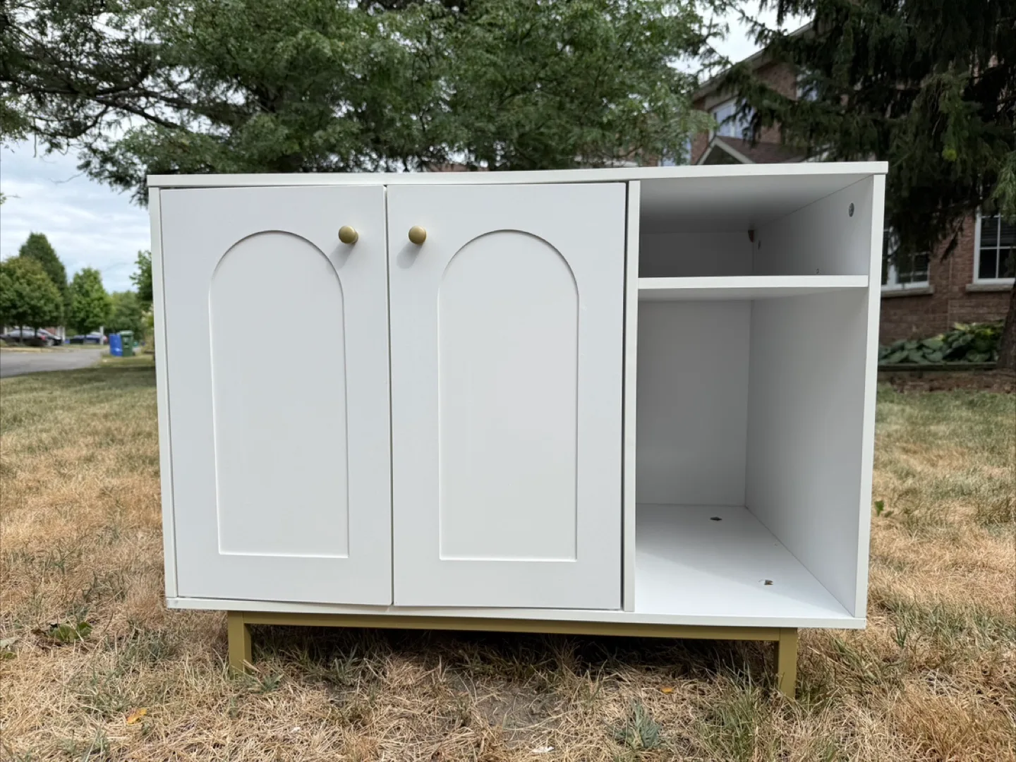 White Cabinet with Gold Legs
