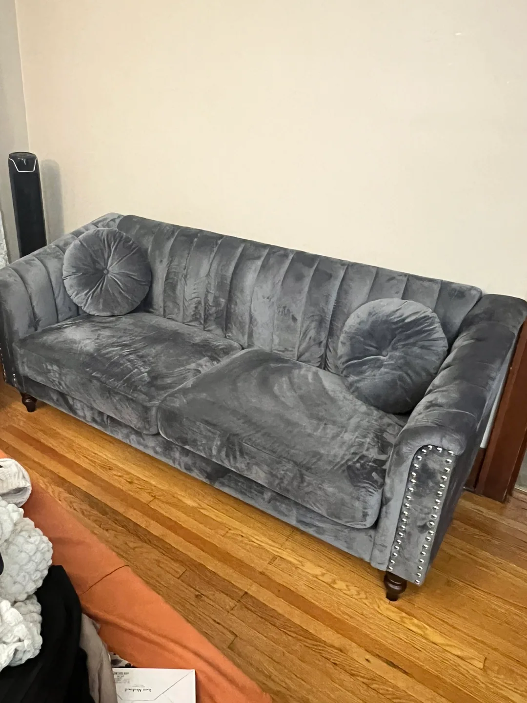 Grey Velvet Sofa and Loveseat Set thumbnail