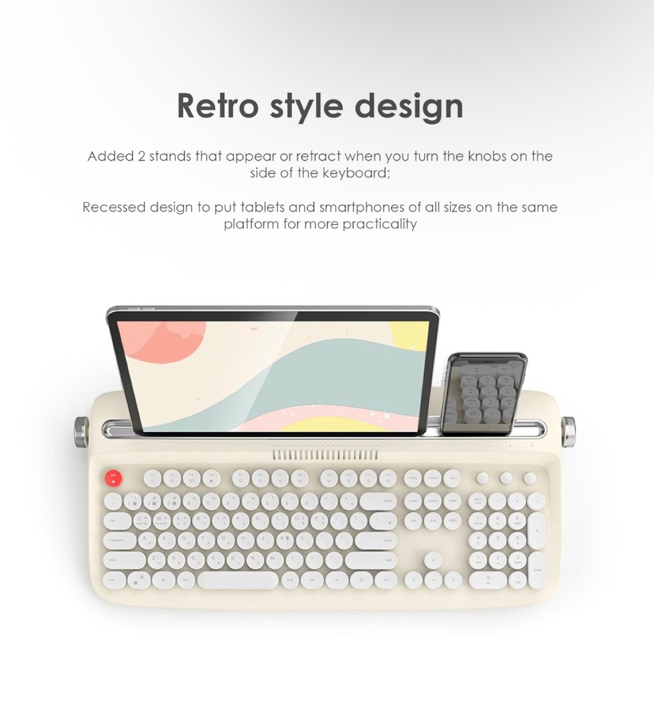 Actto Retro Bluetooth Keyboard B503 with Stand - photo 3
