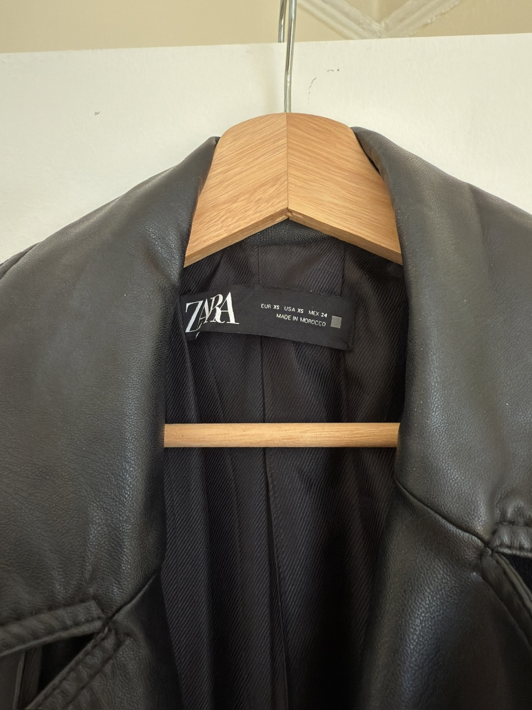 Zara Black Faux Leather Trench Coat XS - photo 3