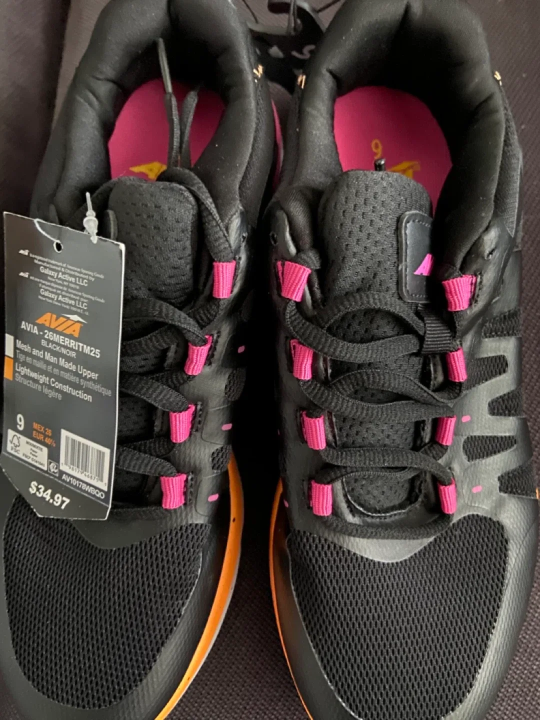 New Avia 26MERRITM25 Black/Neon Pink Shoes - Size 9 thumbnail