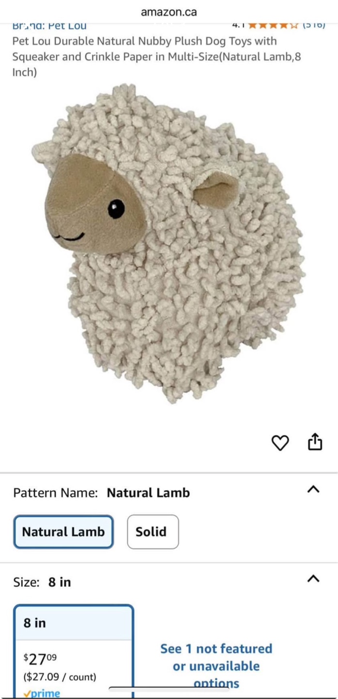 New Pet Lou Natural Nubby Lamb Plush Dog Toy - 8 inch - photo 3