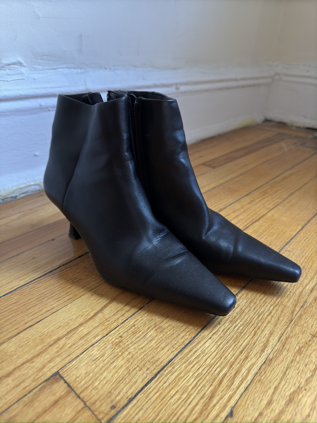 Black Pointed Toe Heeled Booties - photo 2