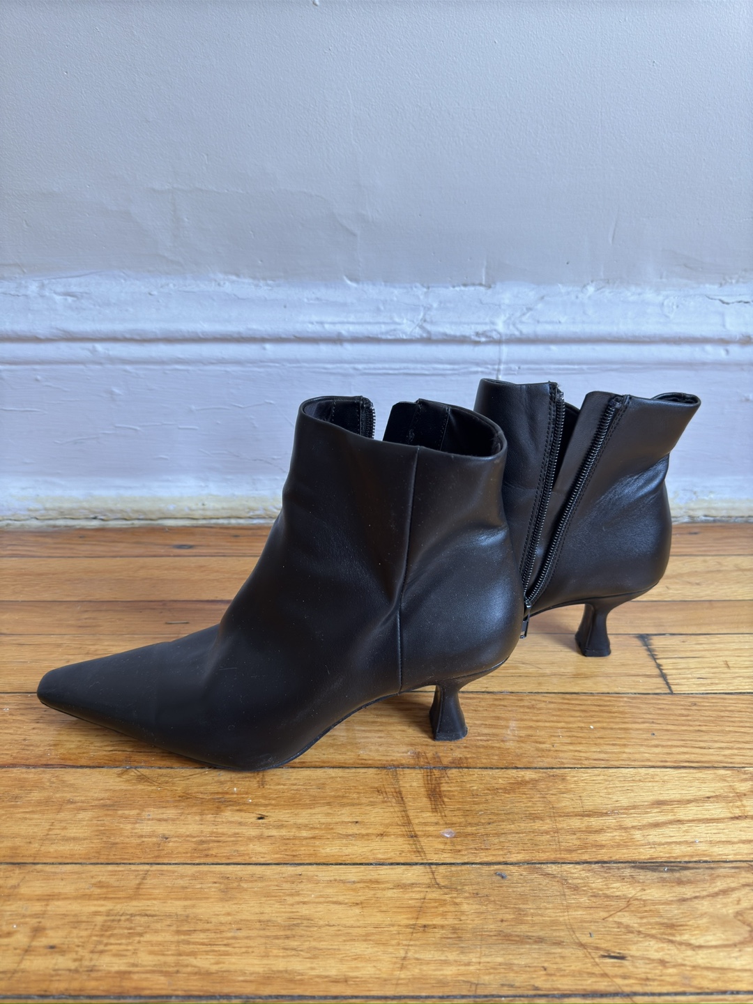 Black Pointed Toe Heeled Booties - photo 4