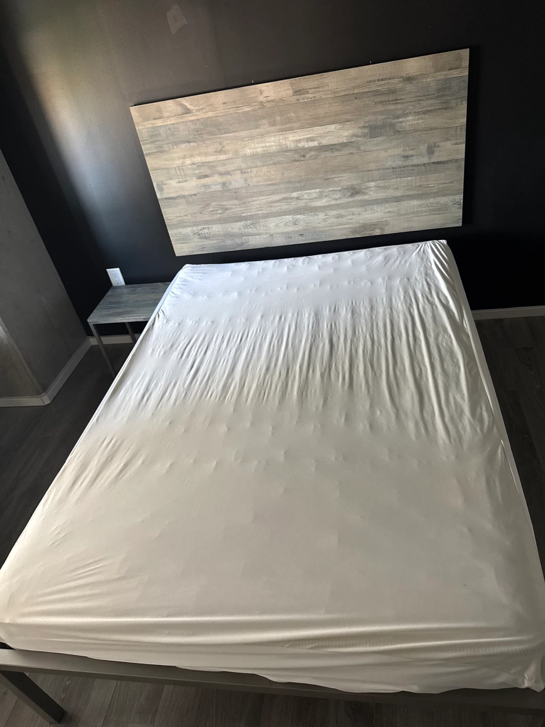 Queen Bed Frame, mattress and a bed side table - photo 2