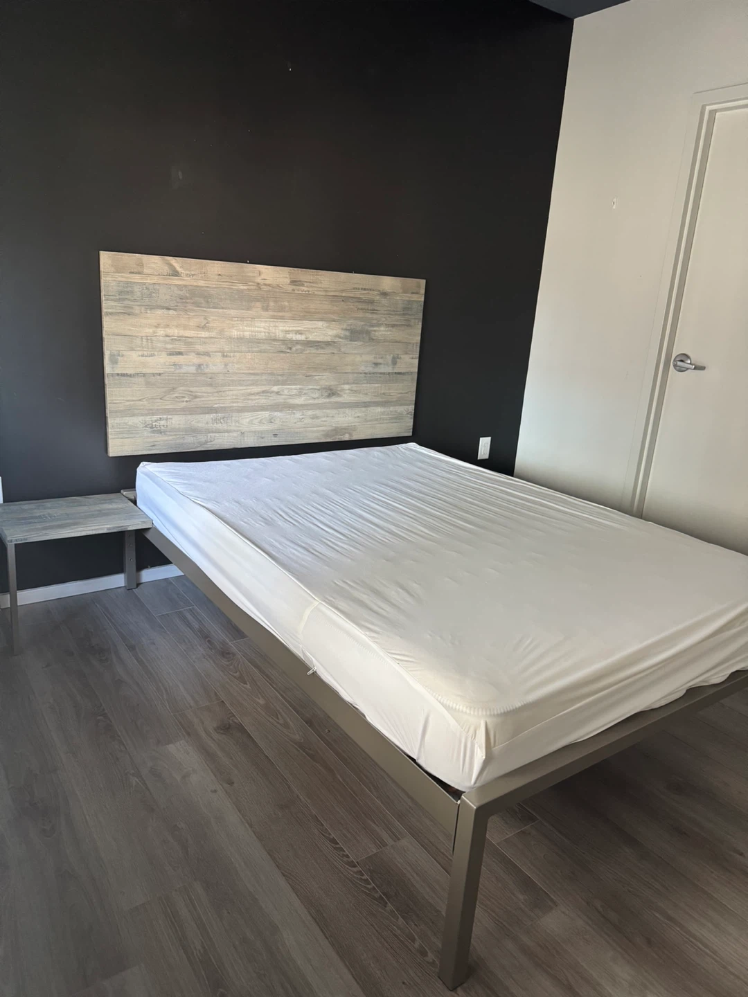 Queen Bed Frame, mattress and a bed side table - photo 3