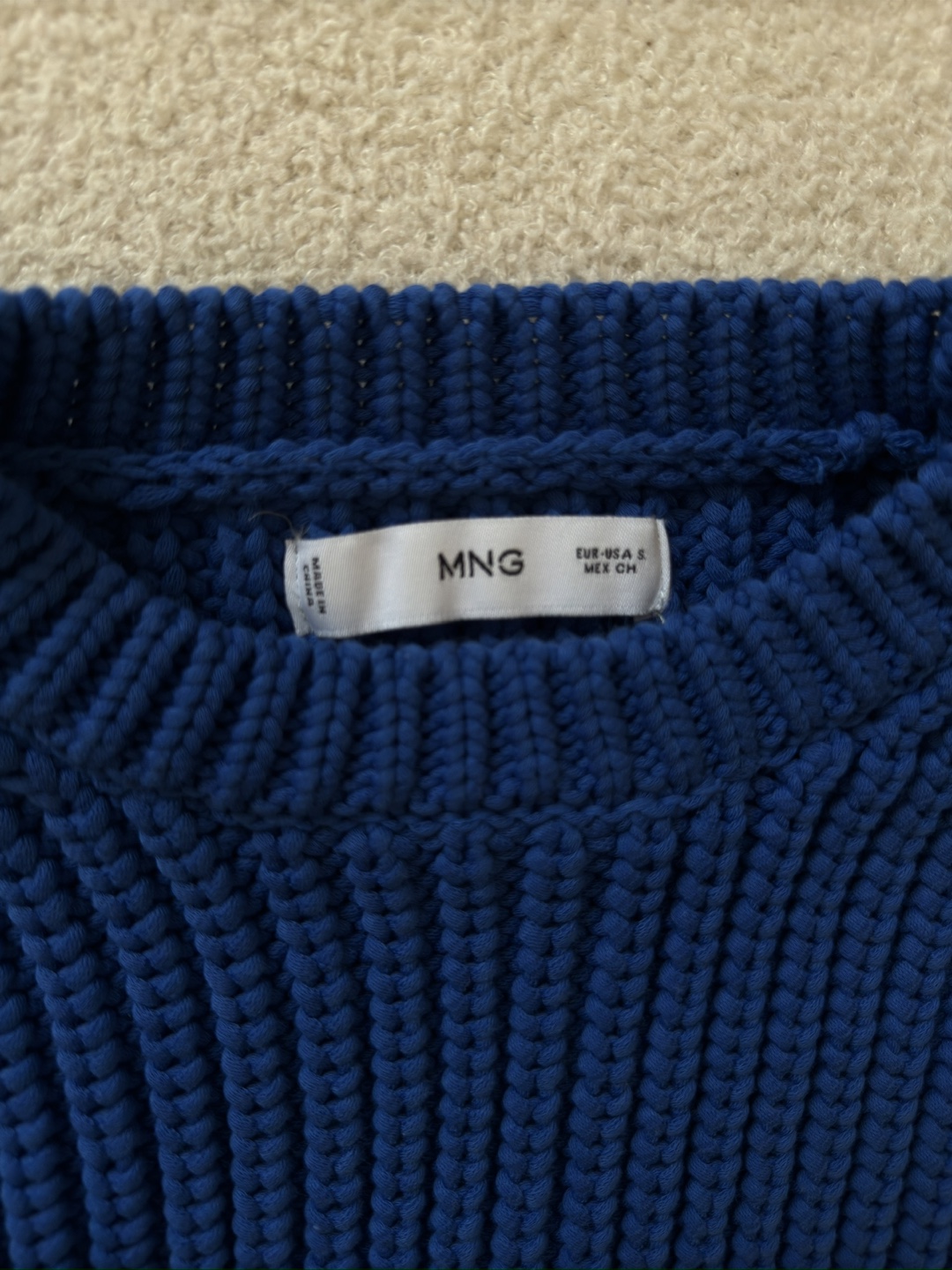 MNG Blue Knit Cropped Sweater - Size S - photo 3