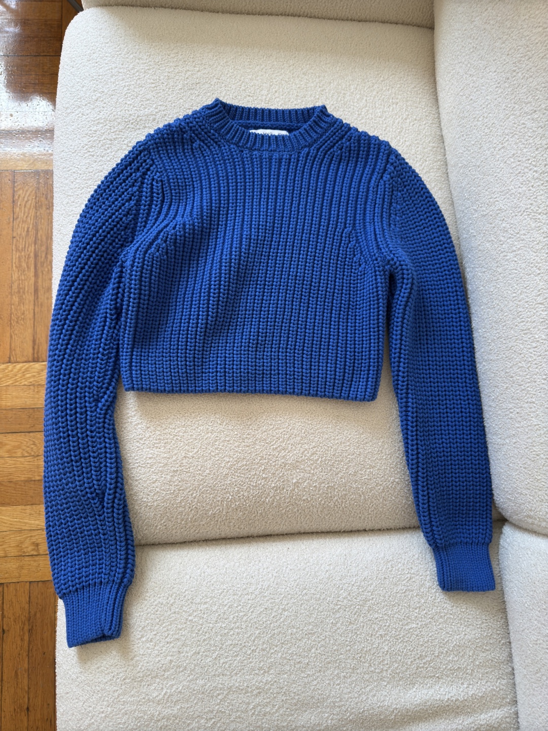 MNG Blue Knit Cropped Sweater - Size S