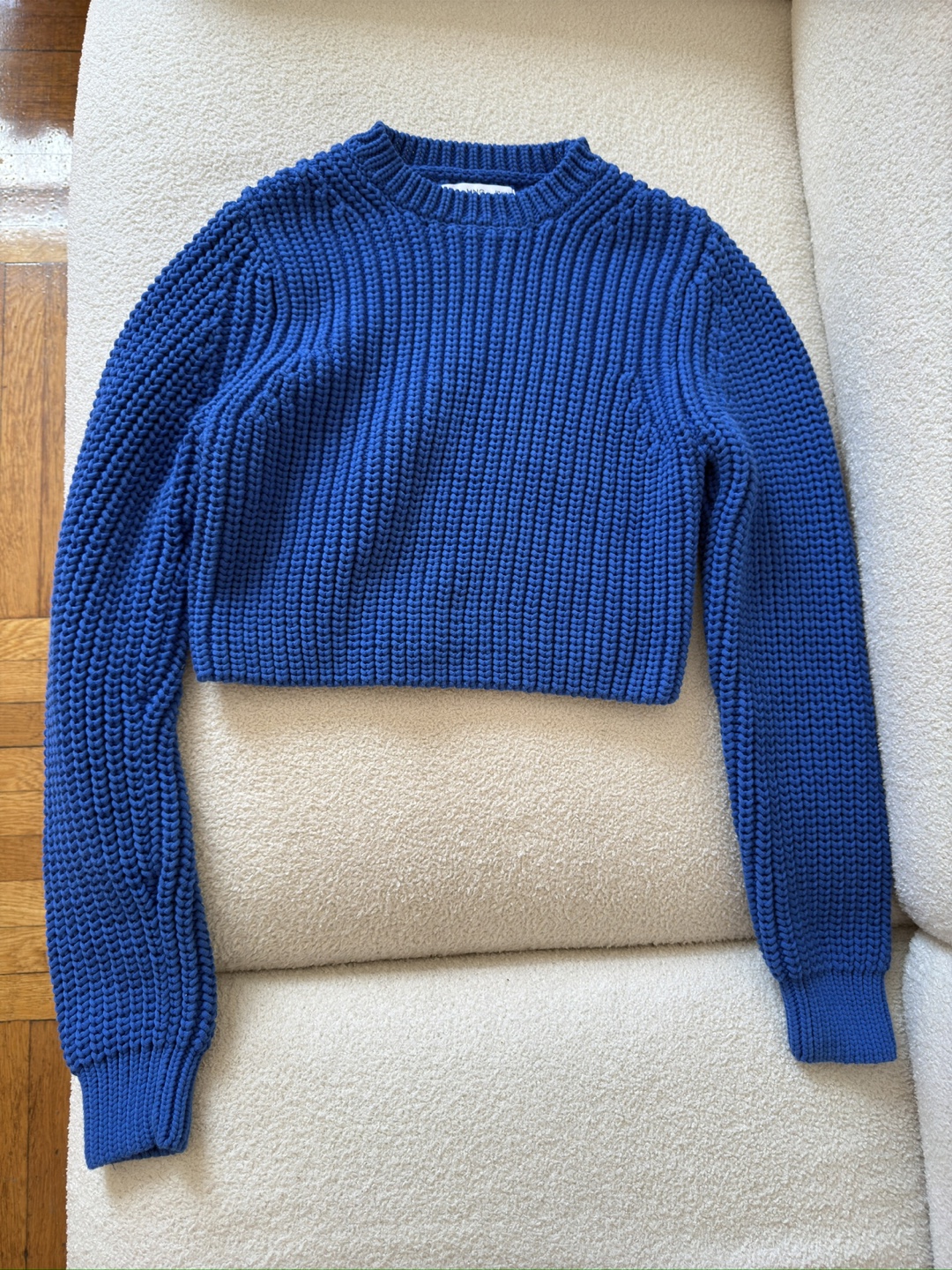 MNG Blue Knit Cropped Sweater - Size S - photo 2