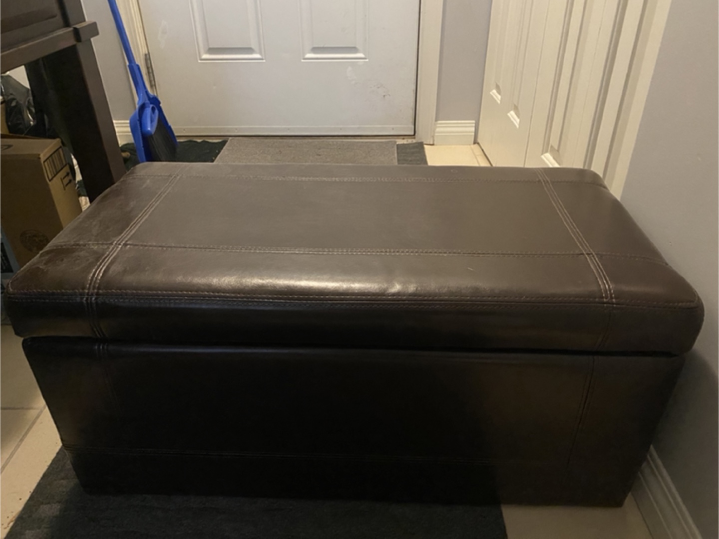 Brown Leather Storage Ottoman - photo 2