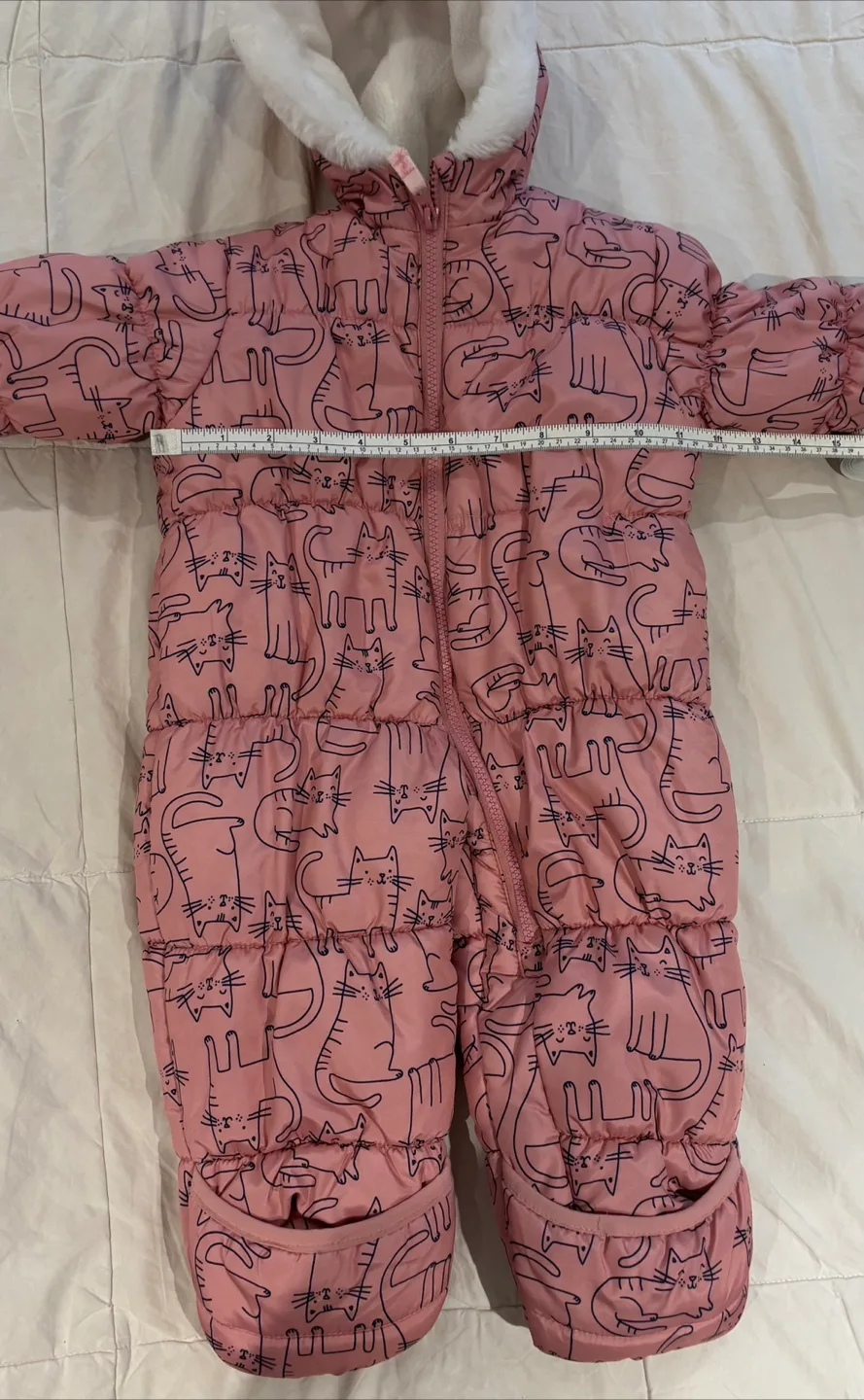 Carters Pink Cat Print Baby Snowsuit - Size 12 Months Super Cute image indicator(5)