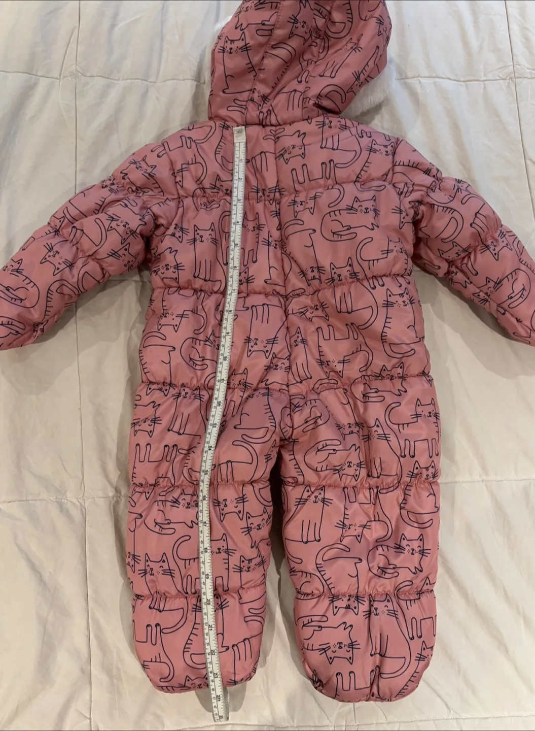 Carters Pink Cat Print Baby Snowsuit - Size 12 Months Super Cute image indicator(4)