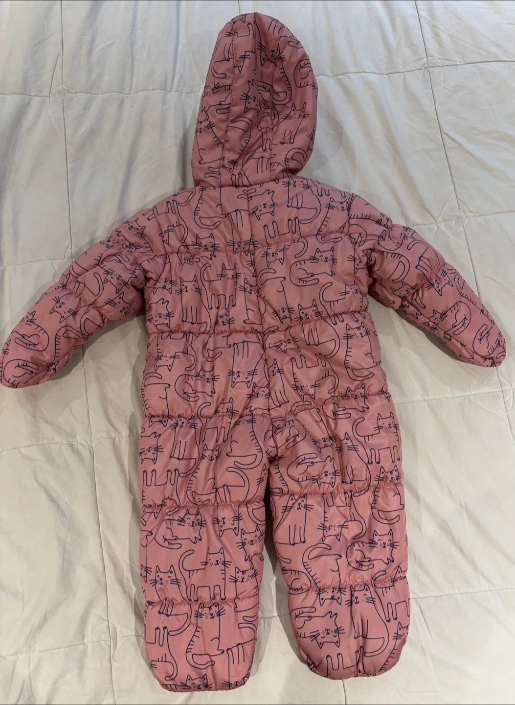 Carters Pink Cat Print Baby Snowsuit - Size 12 Months Super Cute image indicator(3)