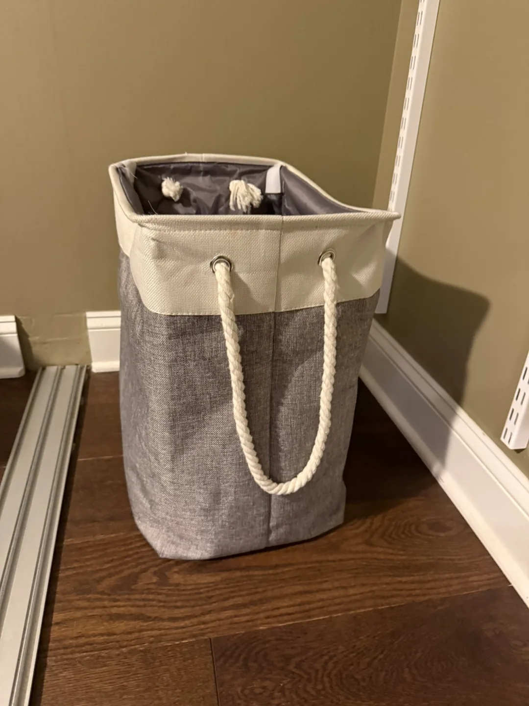 Gray Laundry Basket with Rope Handles thumbnail
