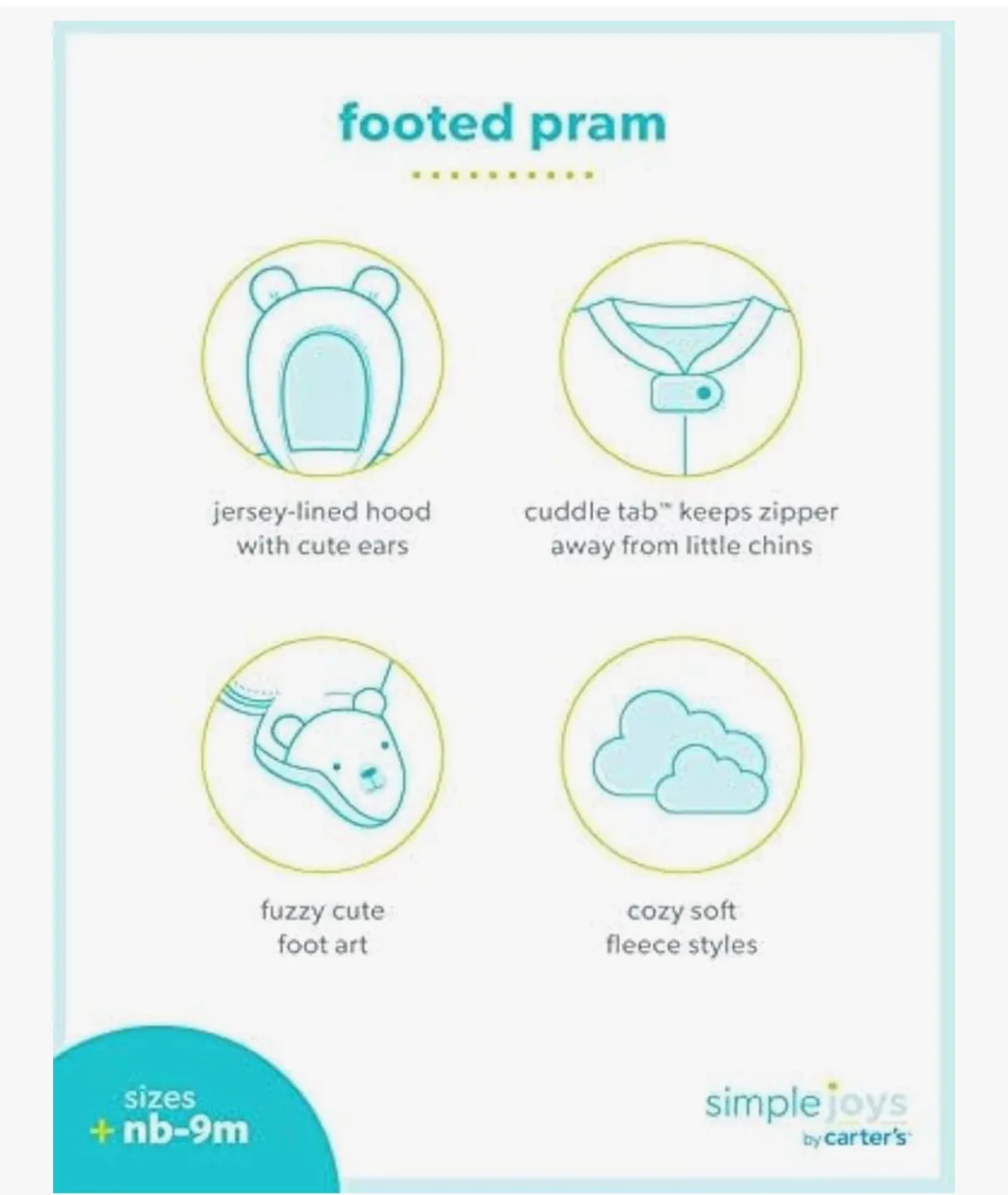 Simple Joys by Carter's Fleece Footed Pram, 3-6M image indicator(3)