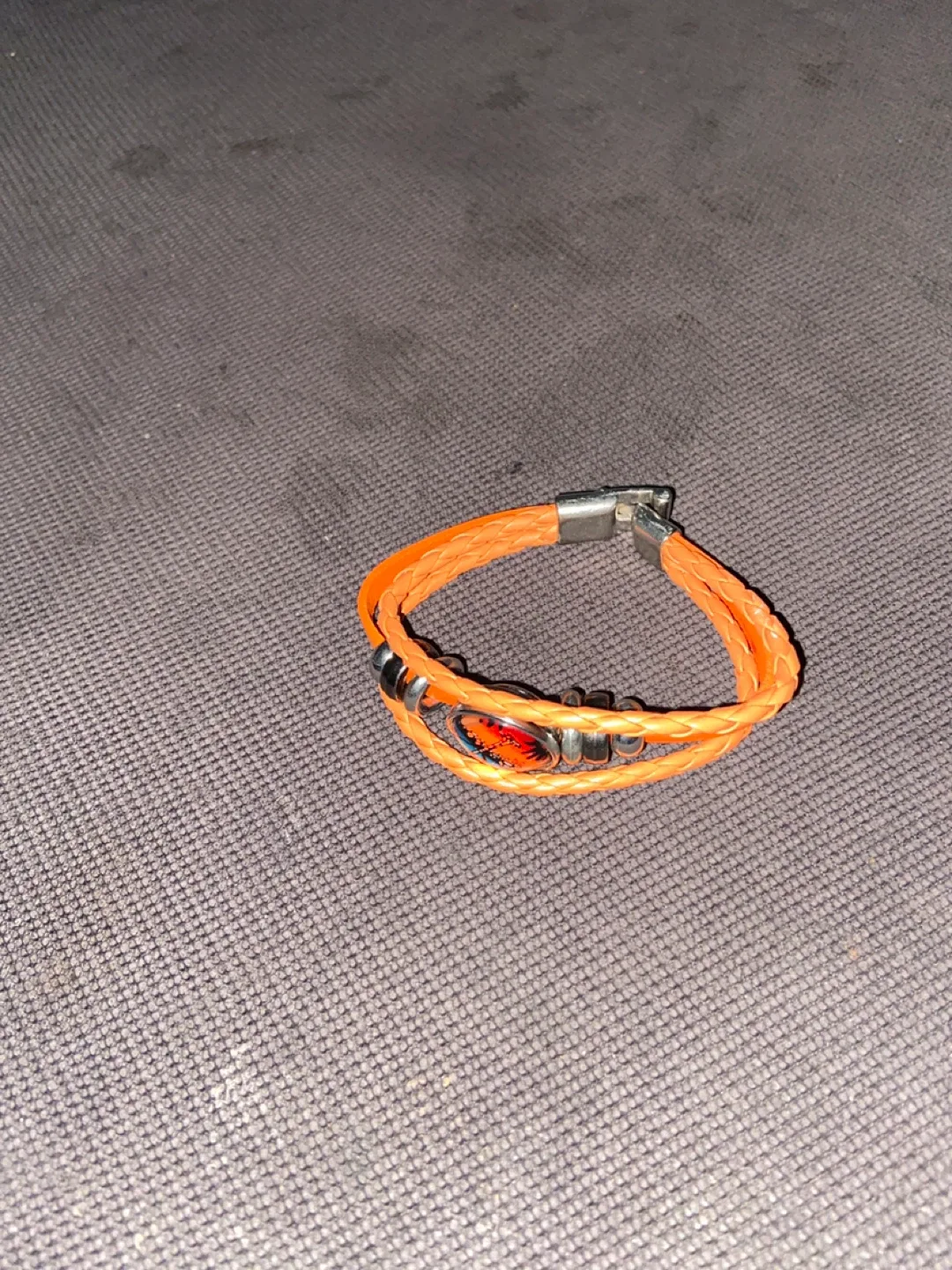 Orange Braided Bracelet with Butterfly Design thumbnail
