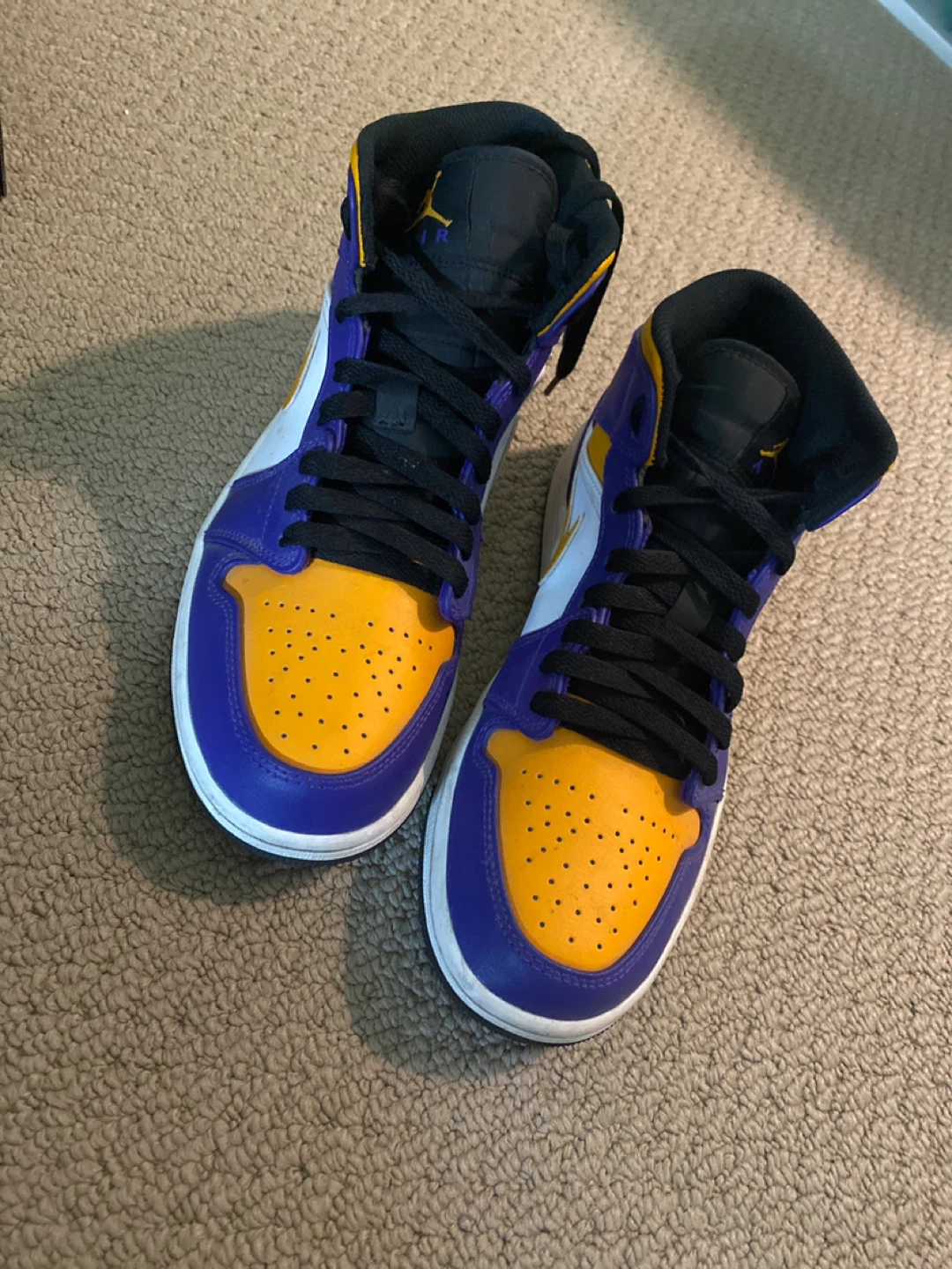 Air Jordan 1 Mid Lakers Shoes, Size 7.5 - photo 2