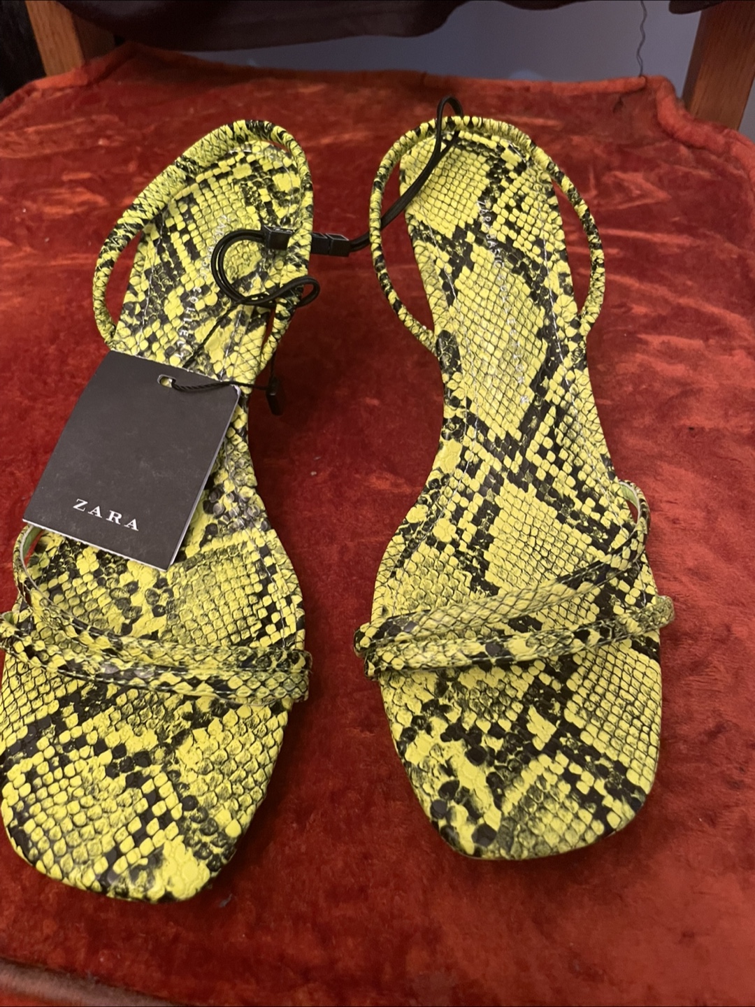 Zara Snakeskin Print Heeled Sandals - Size 38 - photo 2